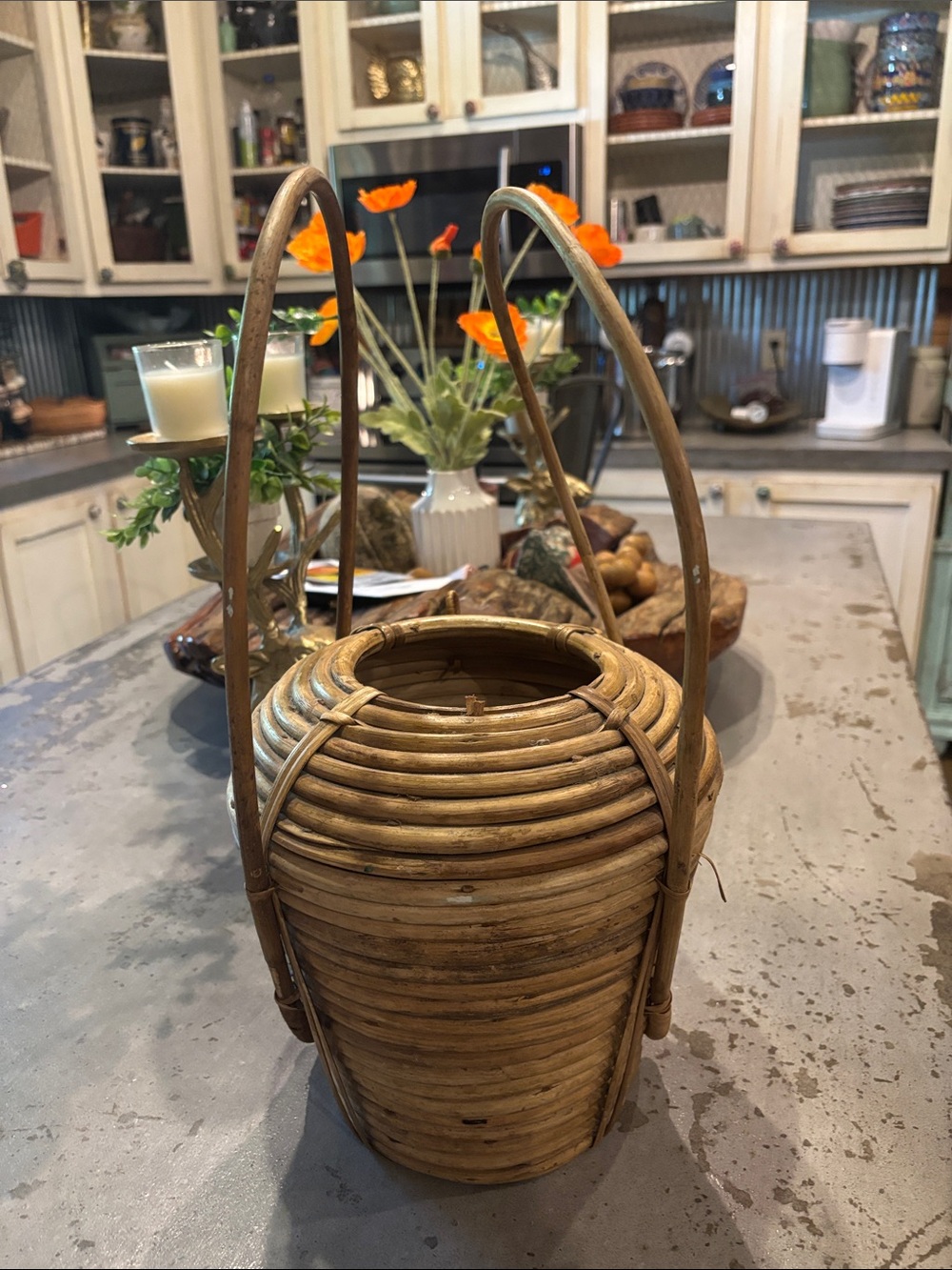 Woven Rattan Decorative Basket - Natural Brown